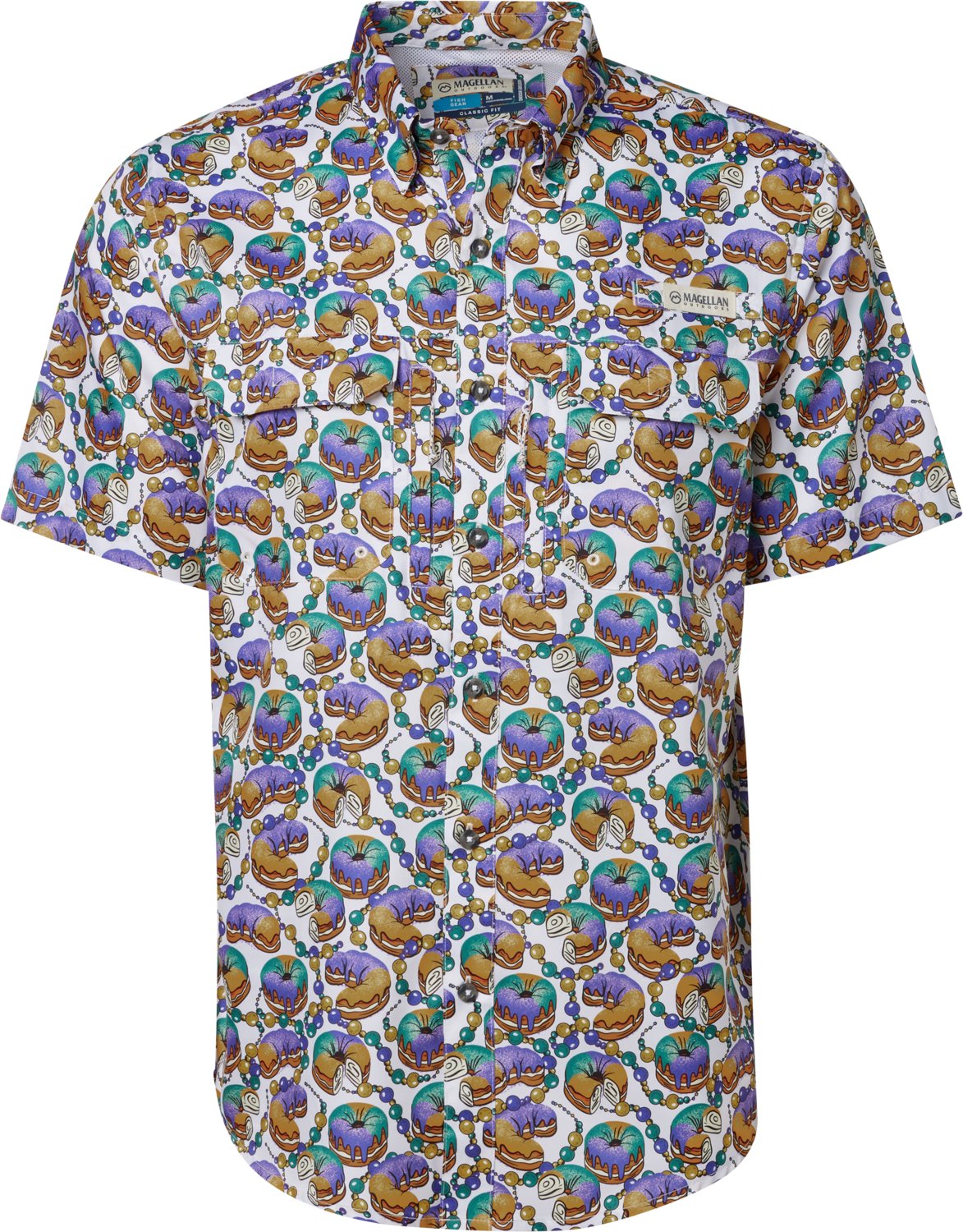 Magellan Outdoors Men's Mardi Gras Print Short Sleeve Shirt