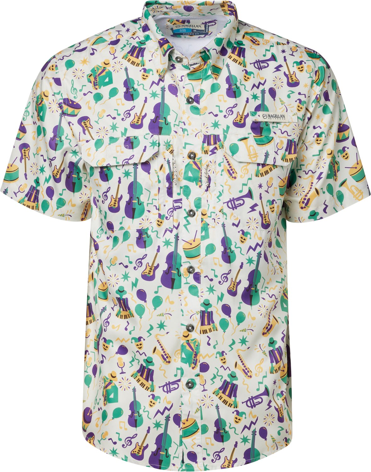 Magellan Outdoors Men's Mardi Gras Print Short Sleeve Shirt - view number 3