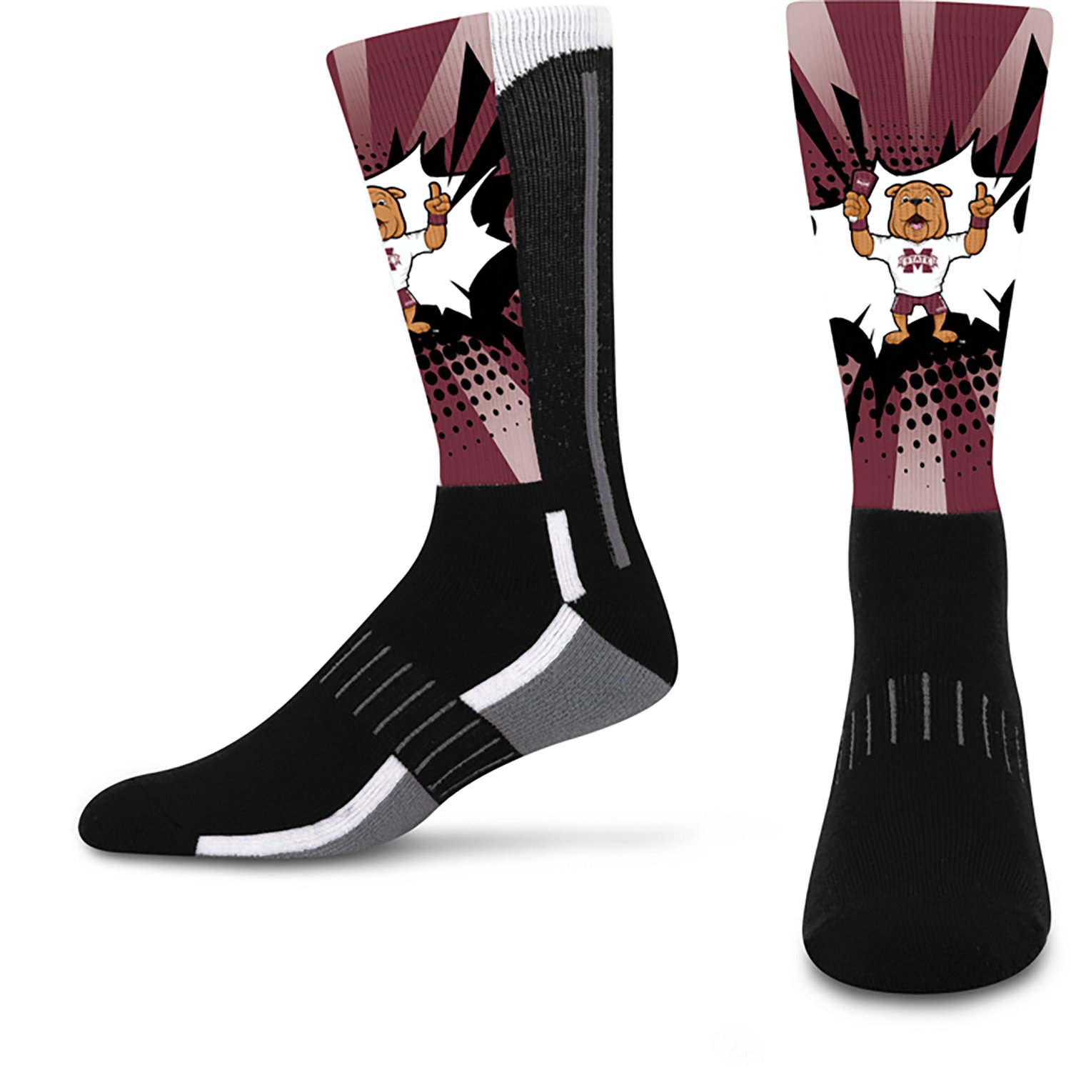 For Bare Feet Mississippi State University KA-POW! Mascot Socks