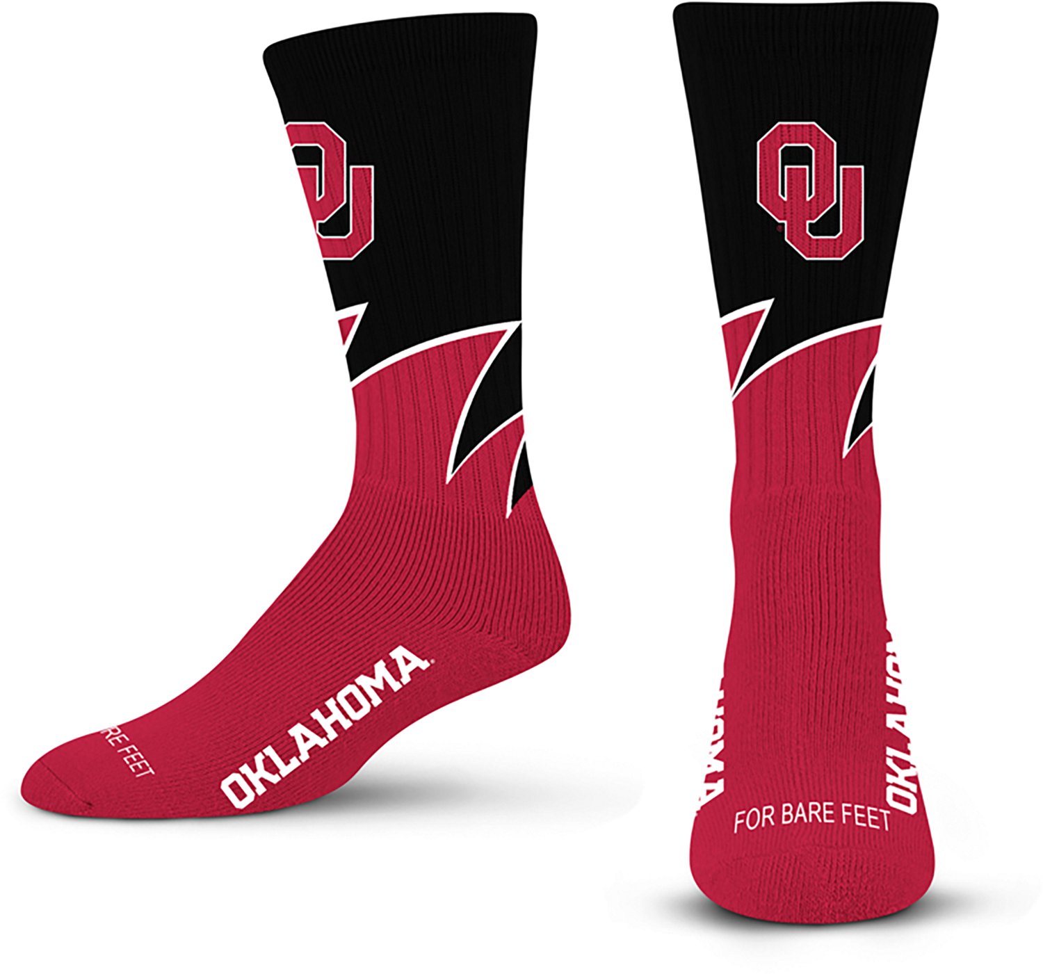For Bare Feet University of Oklahoma Black Wave Socks