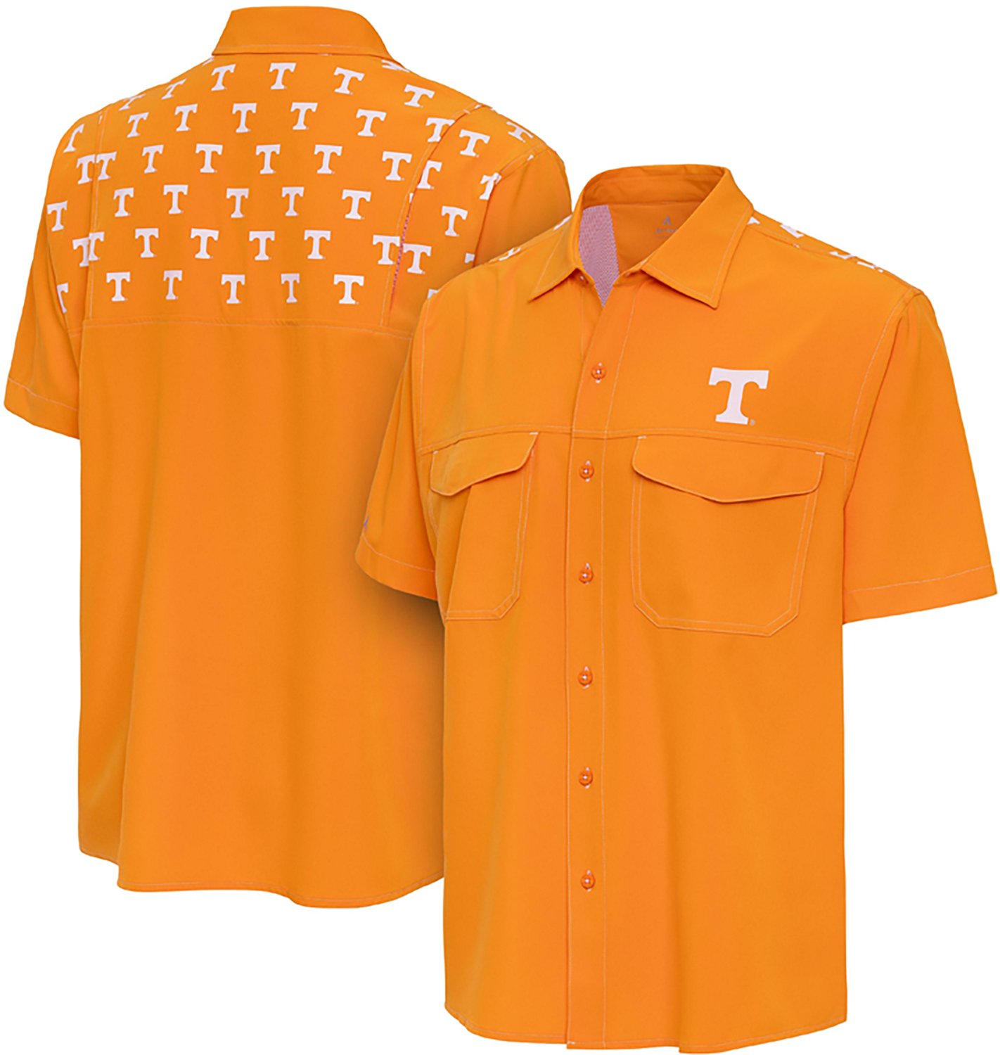 Antigua Men’s University of Tennessee Scatter Print Woven Fishing Shirt
