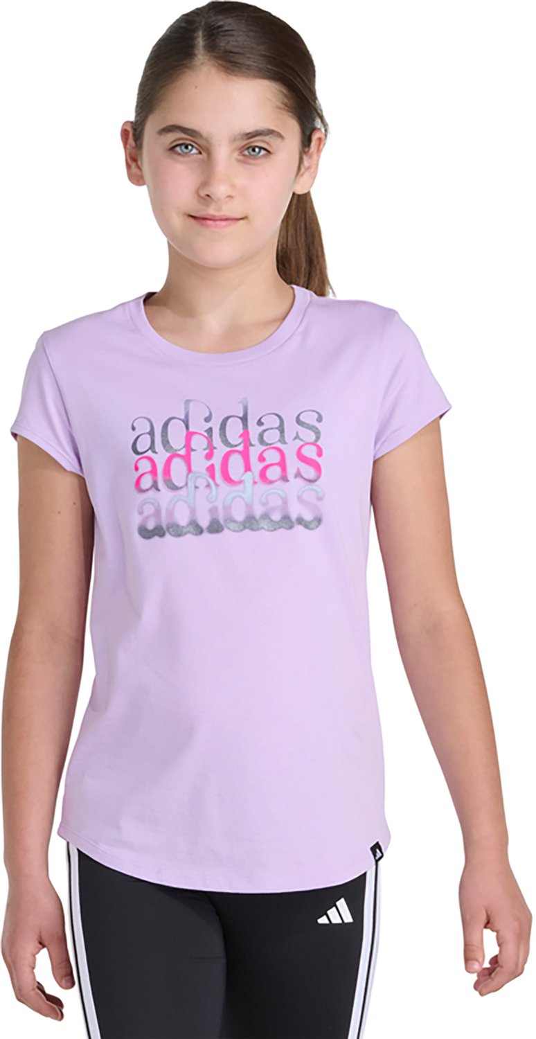 adidas Girls' Essential Multi Adi Stack Foil Short Sleeve Graphic T-shirt - view number 3