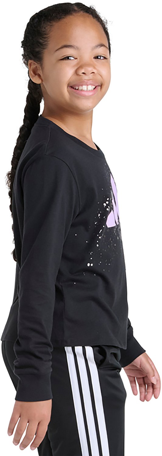 adidas Girls' Glam Floral 3-bar Long Sleeve Graphic T-shirt - view number 4