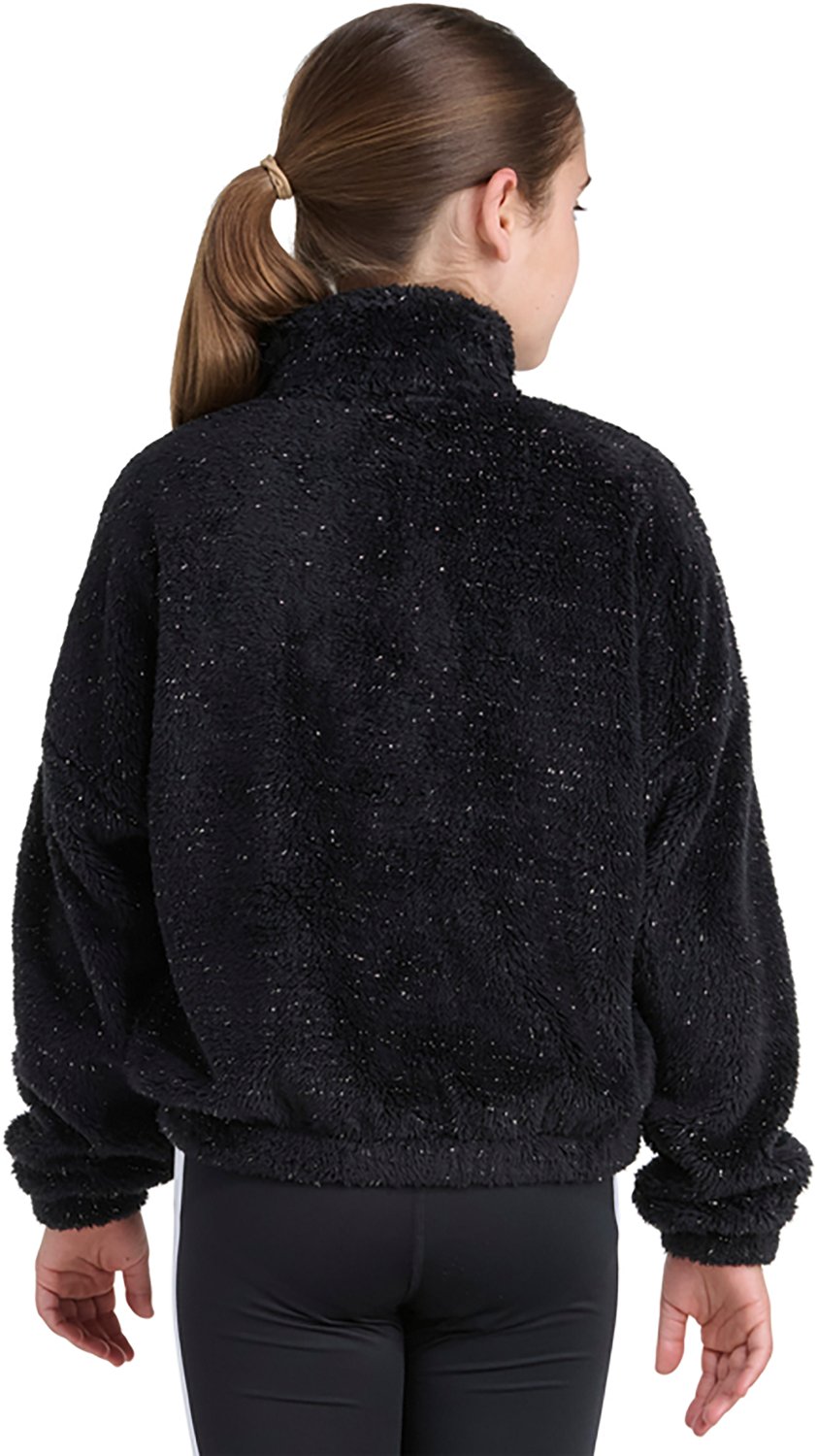 adidas Girls' Mock Neck Lurex Sherpa Long Sleeve Pullover - view number 2