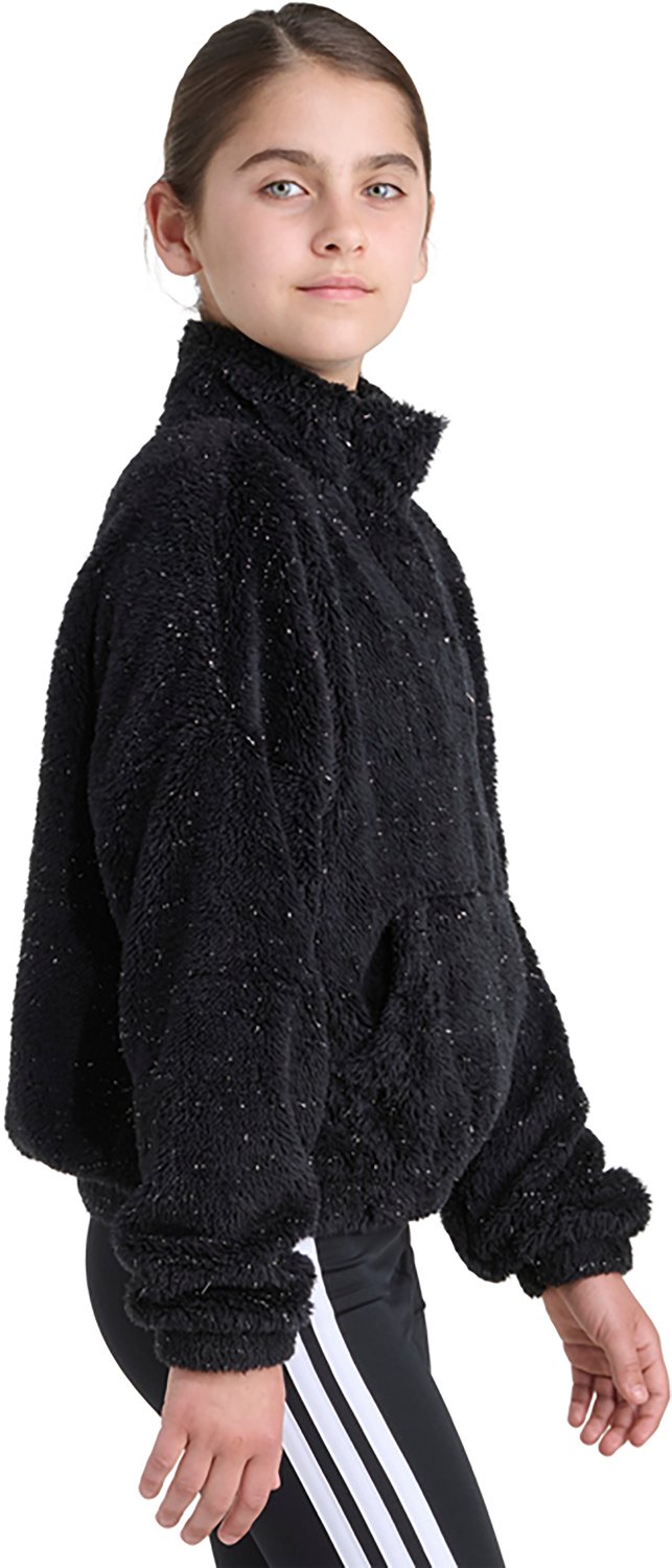 adidas Girls' Mock Neck Lurex Sherpa Long Sleeve Pullover - view number 4