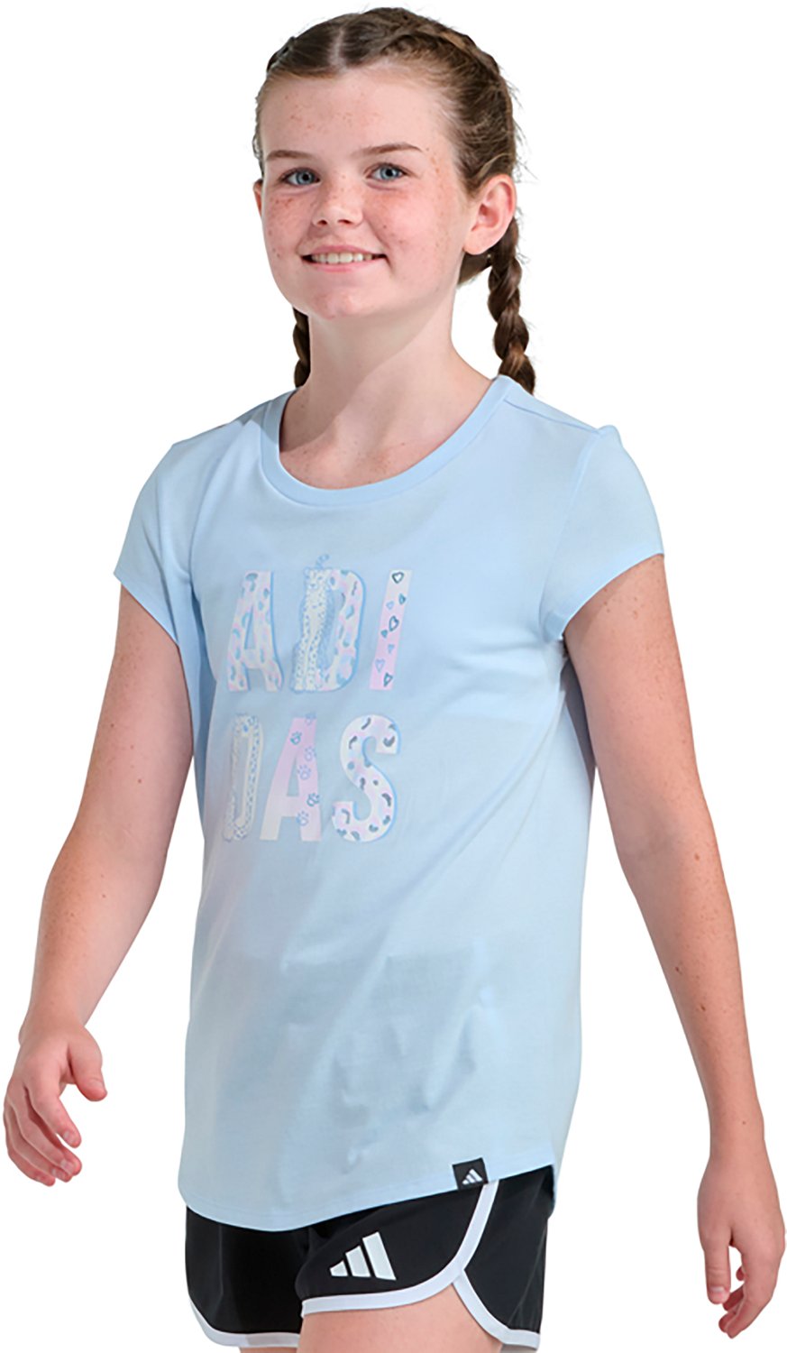 adidas Girls' Cap Sleeve Animal Print Foil T-shirt - view number 3