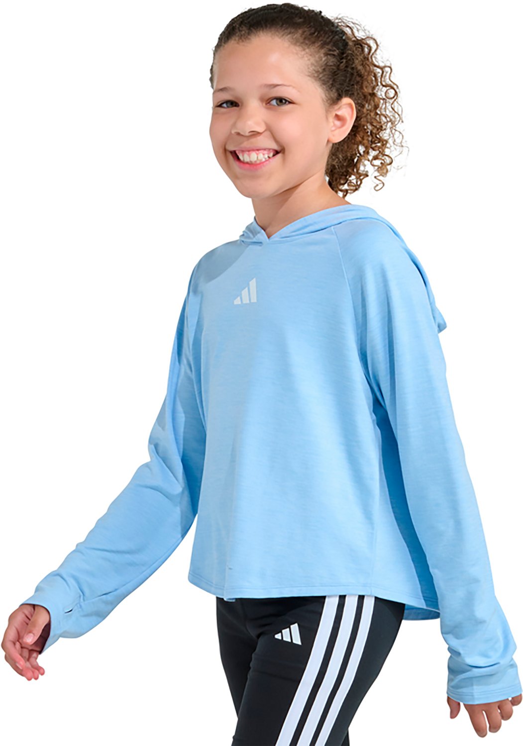 adidas Girls' Melange Hood Top - view number 3