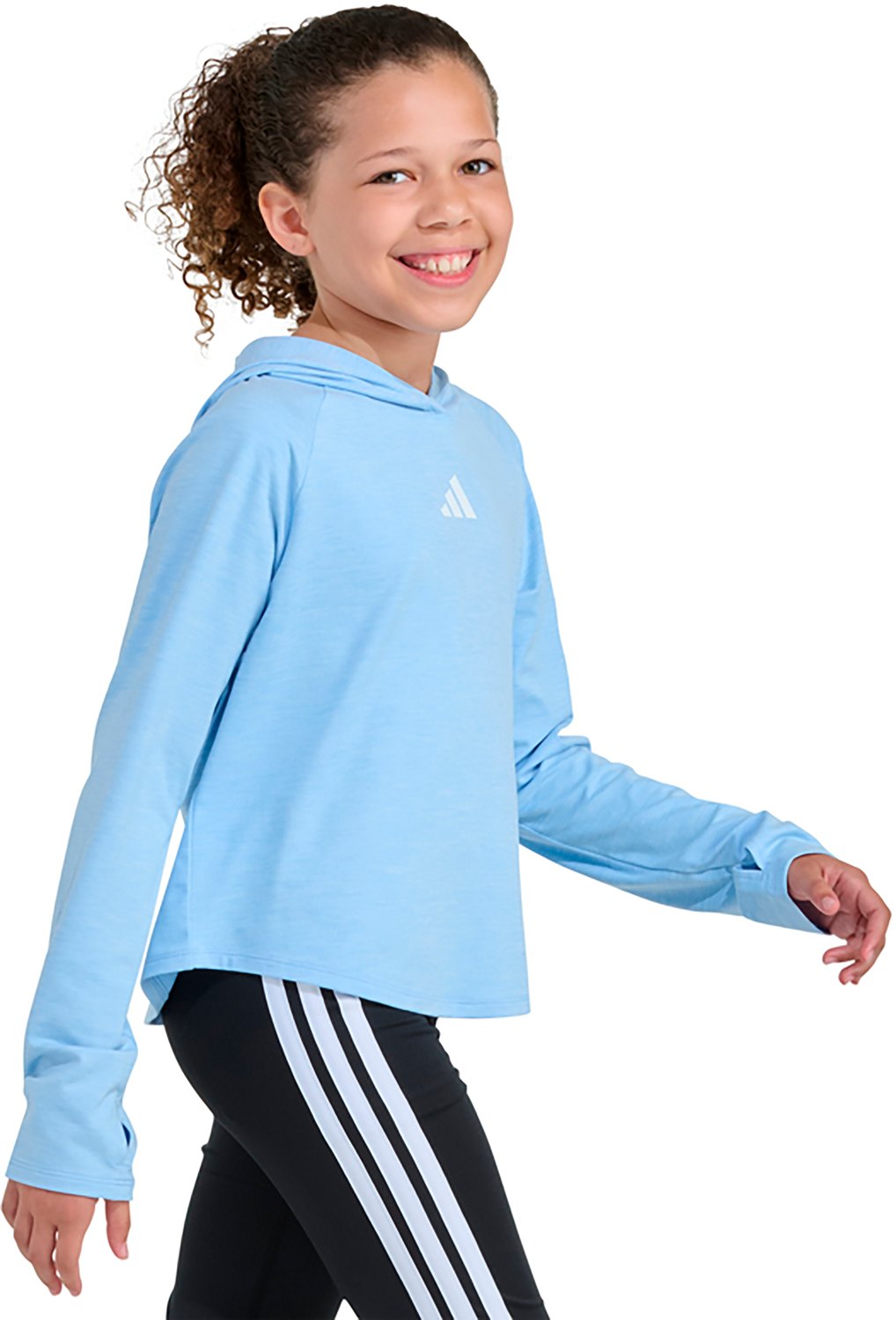adidas Girls' Melange Hood Top - view number 4