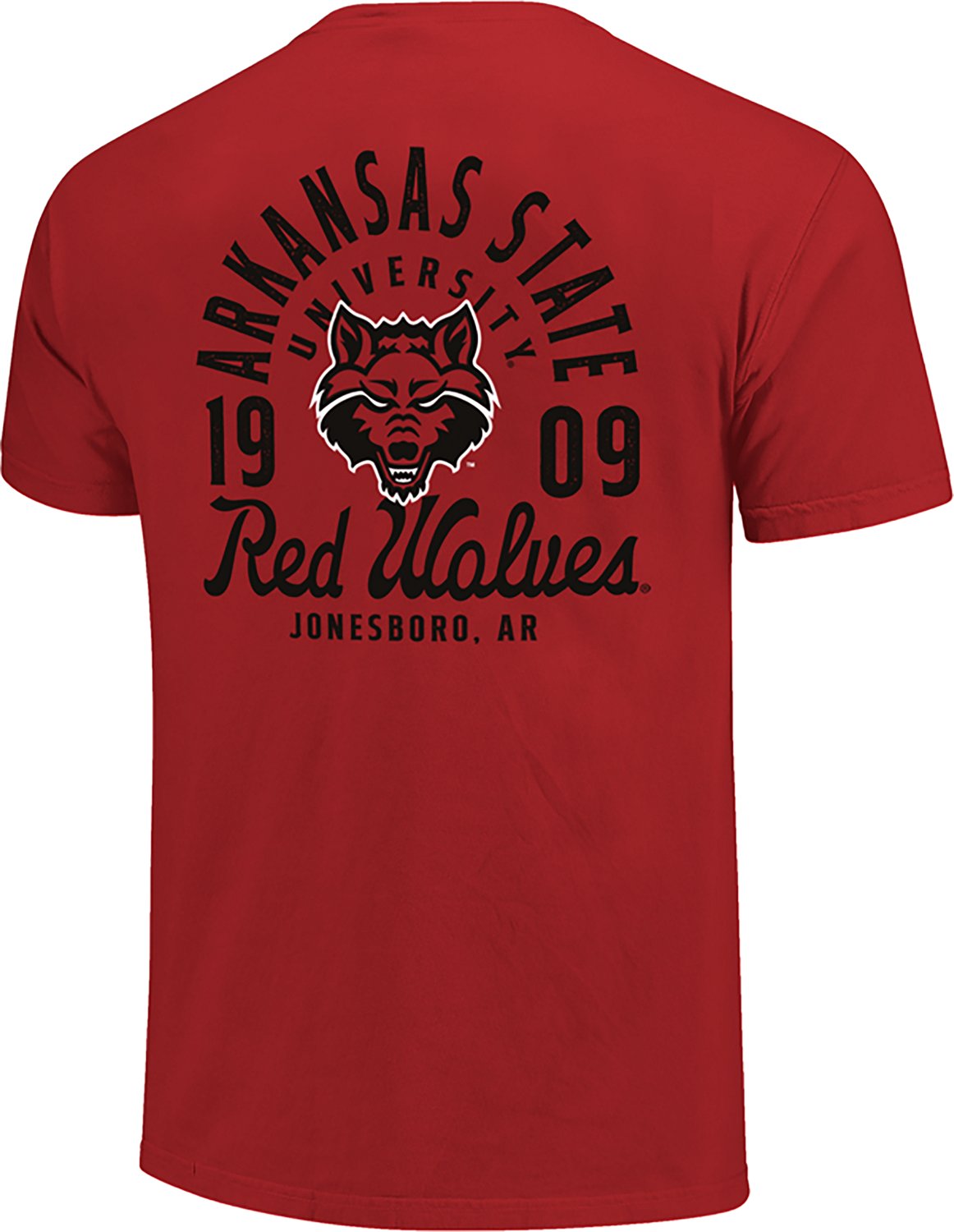 Image One Men's Arkansas State University Red Wolfs Mascot Overlay Short Sleeve T-shirt - view number 3