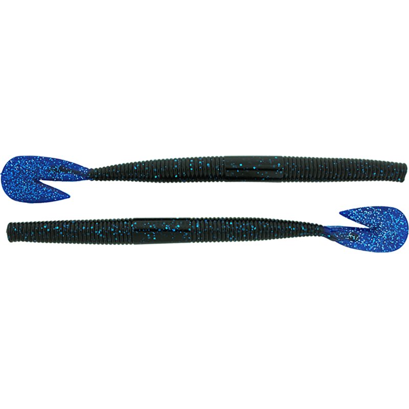 Bass Assassin Redneck Spinner Bait RSB Worm - Black Blue Glitter