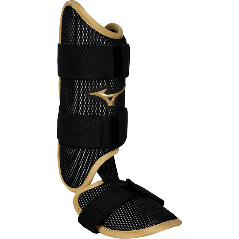 Mizuno Pro Batter's Leg Guard, Right-Handed Batter, Black/Gold