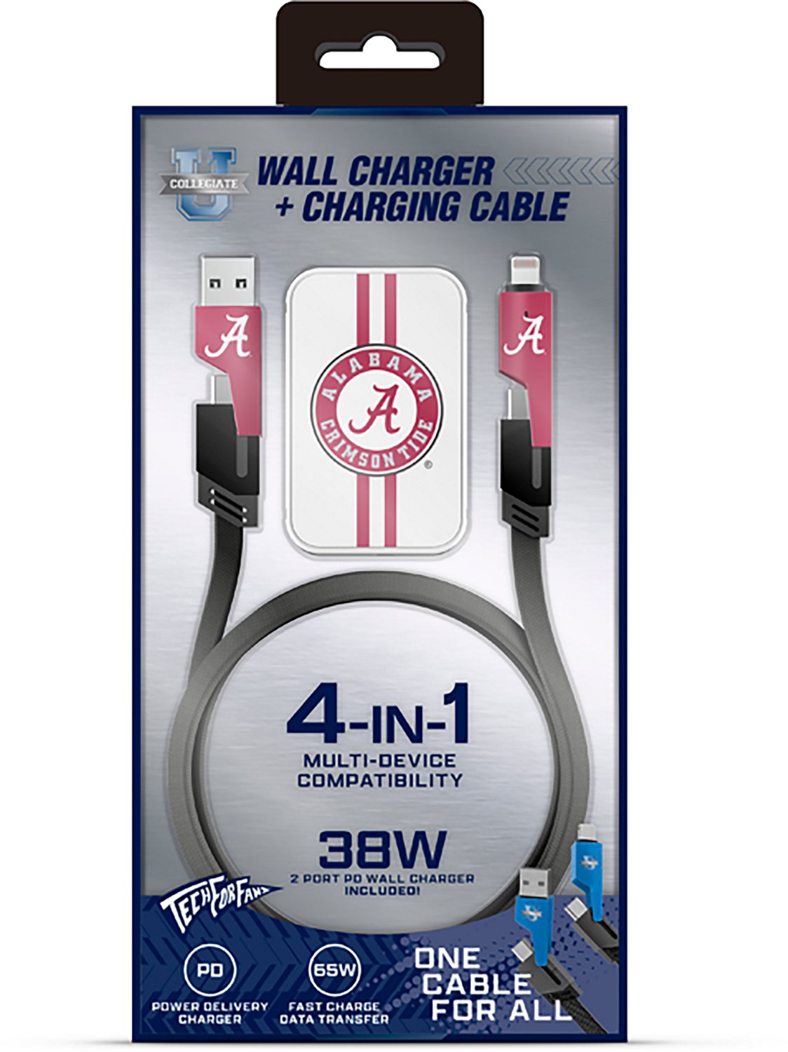 Prime Brands Group University of Alabama Slim Wall Charger with 4-in-1 Multicharging Cable - view number 2