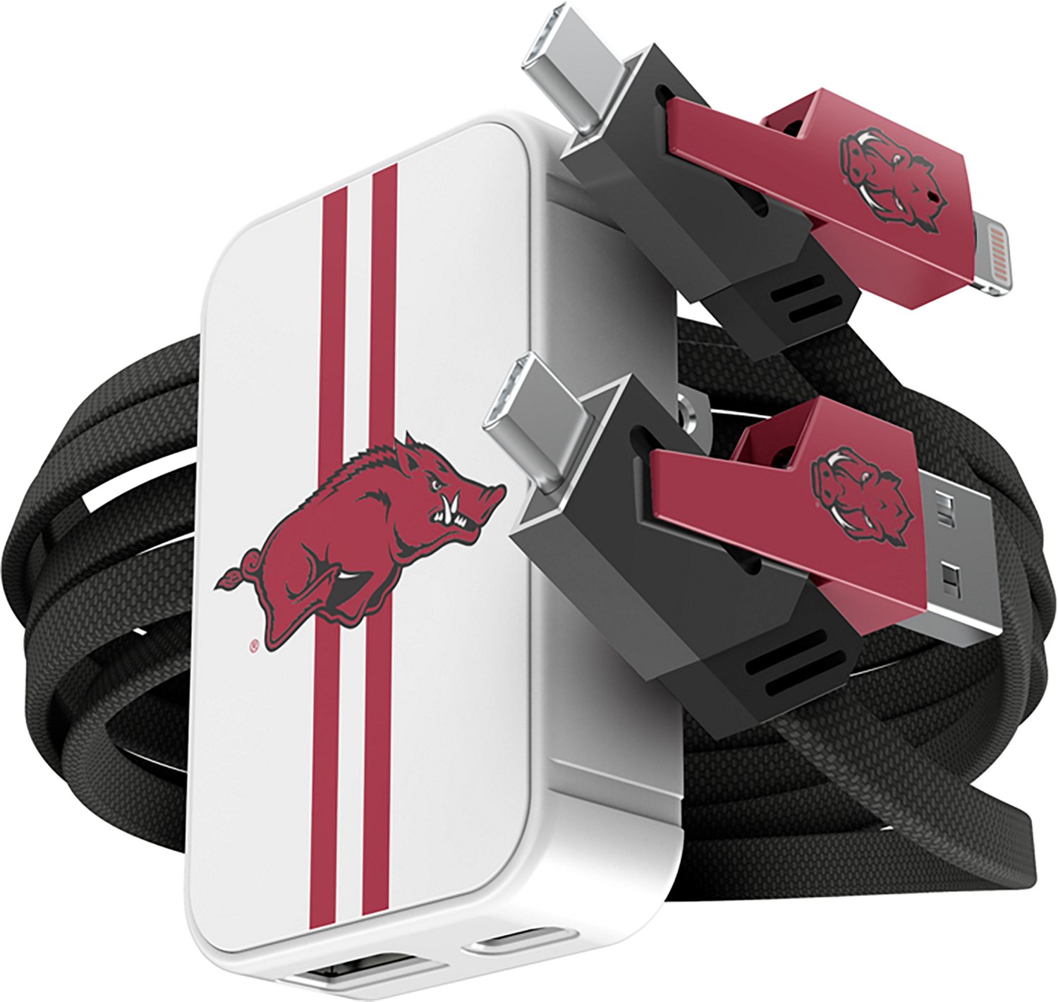 Prime Brands Group University of Arkansas Slim Wall Charger with 4-in-1 Multicharging Cable