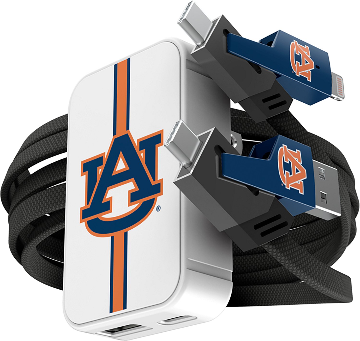 Prime Brands Group Auburn University Slim Wall Charger with 4-in-1 Multicharging Cable