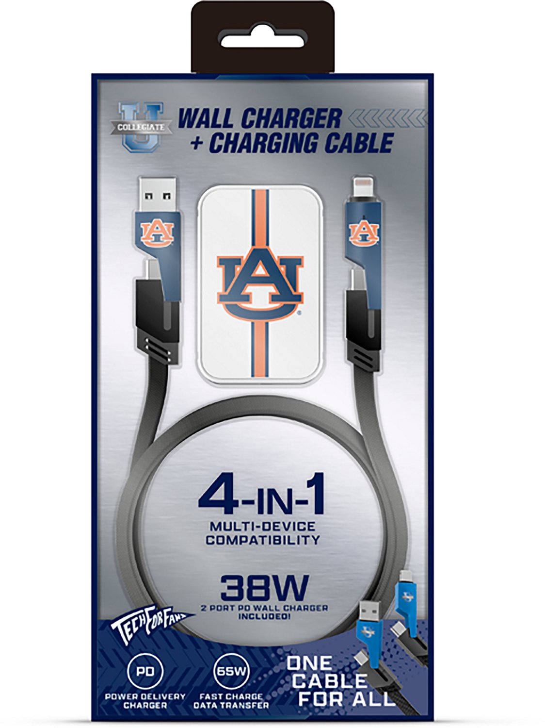 Prime Brands Group Auburn University Slim Wall Charger with 4-in-1 Multicharging Cable - view number 2