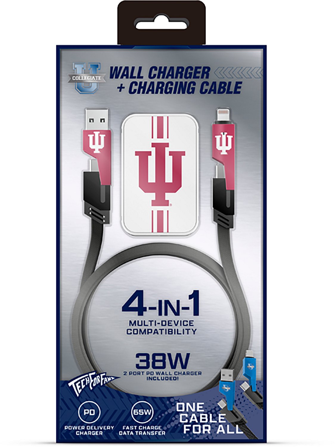 Prime Brands Group Indiana University Slim Wall Charger with 4-in-1 Multicharging Cable - view number 2
