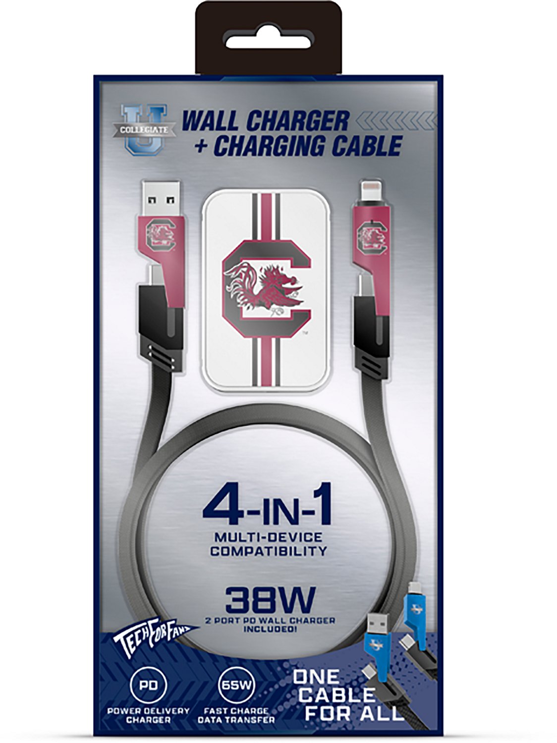 Prime Brands Group University of South Carolina Slim Wall Charger with 4-in-1 Multicharging Cable - view number 2