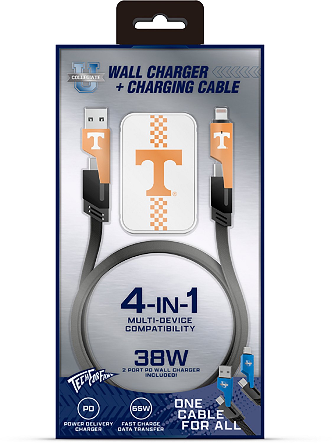Prime Brands Group University of Tennessee Slim Wall Charger with 4-in-1 Multicharging Cable - view number 2