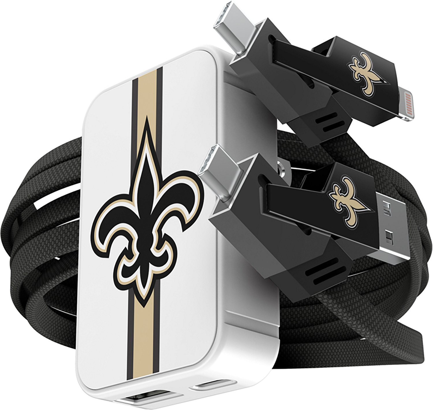 Prime Brands Group New Orleans Saints Slim Wall Charger with 4-in-1 Multicharging Cable