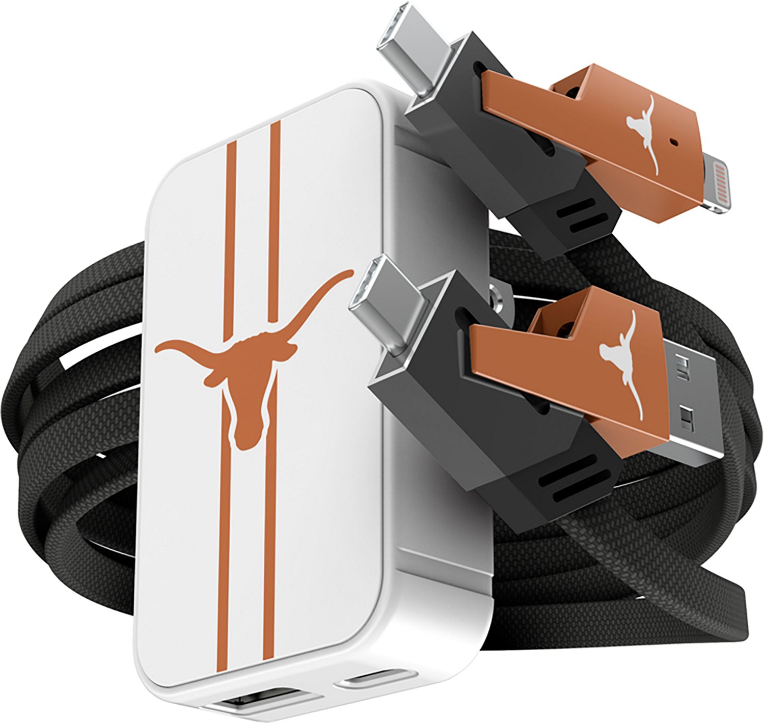 Prime Brands Group University of Texas Slim Wall Charger with 4-in-1 Multicharging Cable