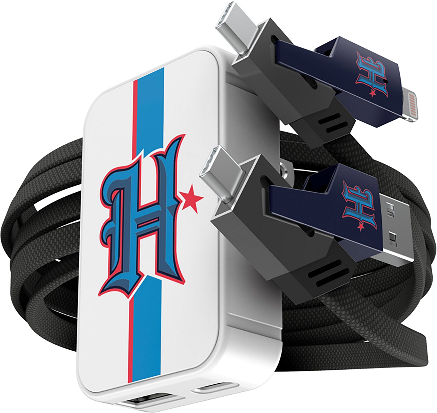 Prime Brands Group Houston Texans Slim Wall Charger with 4-in-1 Multicharging Cable