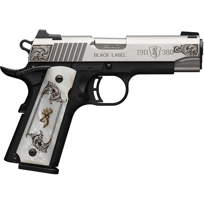 Browning 1911-380 Black Label Medallion Stainless Engraved Compact Pistol