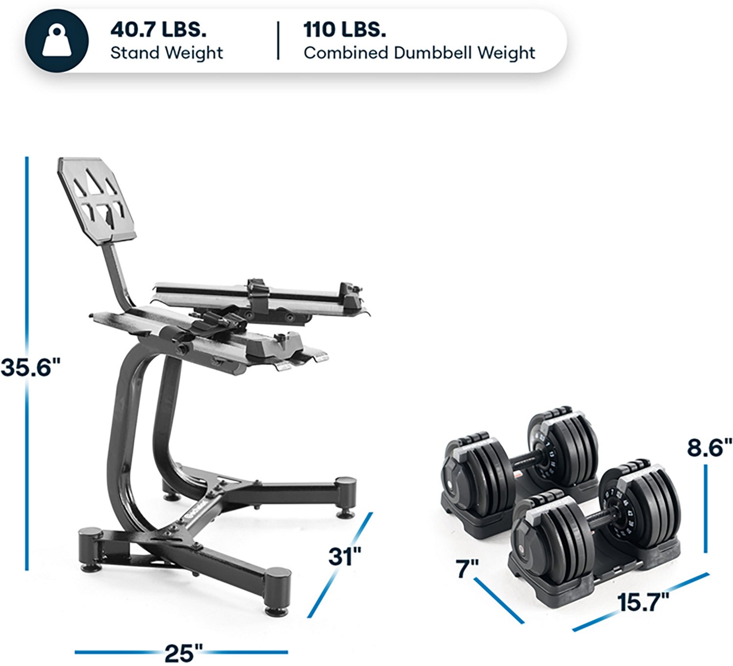 Echelon Strength Adjustable Dumbbells 752 with Stand - view number 3