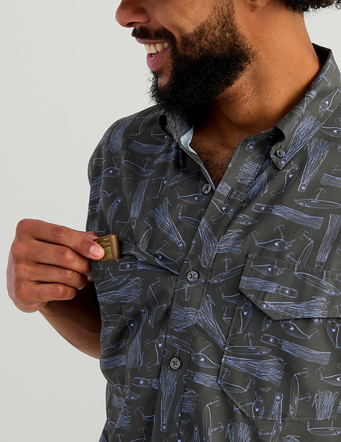 Huk Men's Tide Point KC Scott© Printed Short Sleeve Button-Down Shirt - view number 3