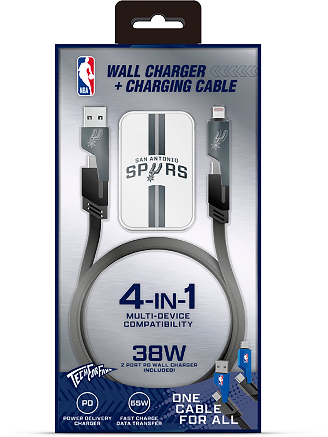 Prime Brands Group San Antonio Spurs Slim Wall Charger with 4-in-1 Multicharging Cable - view number 2