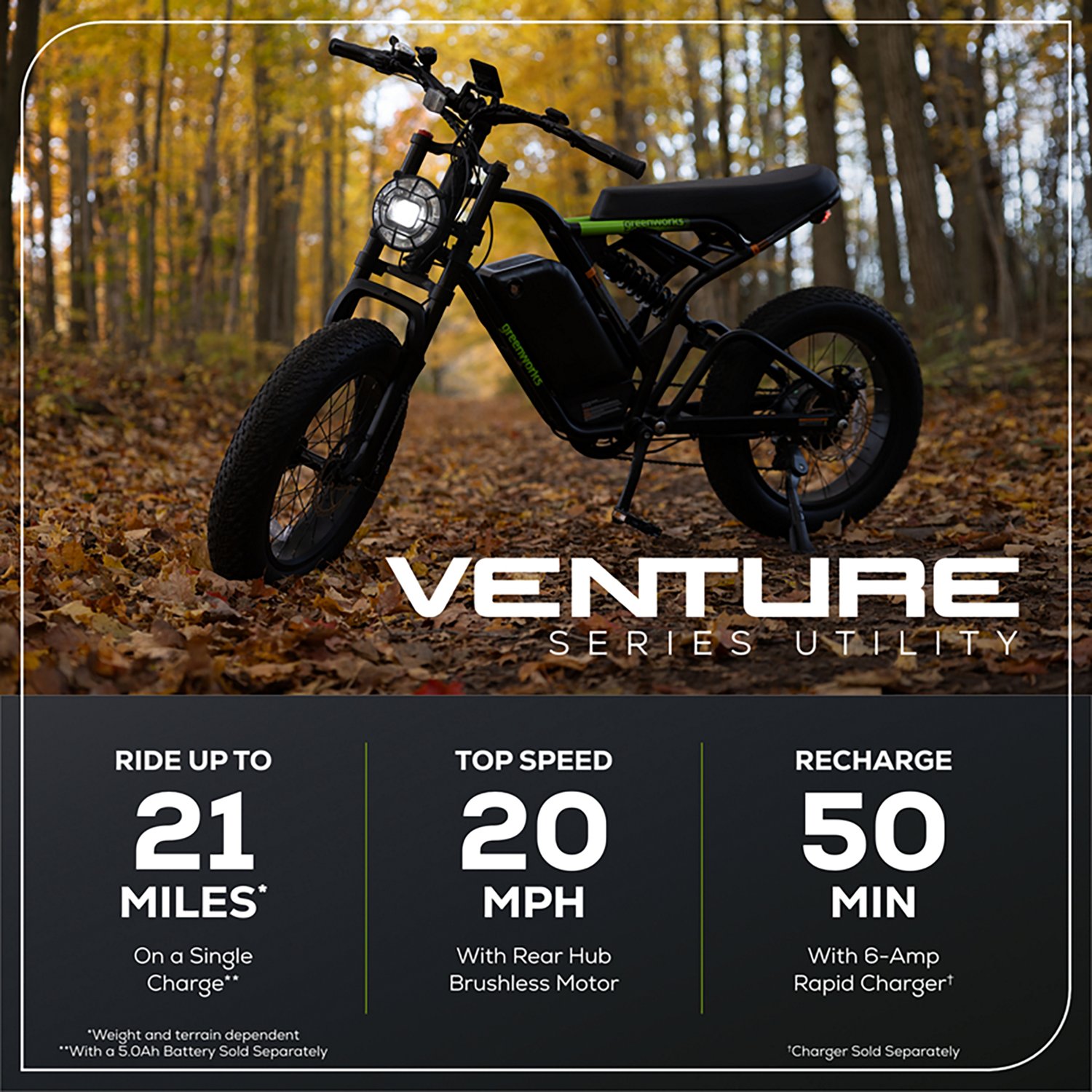 Greenworks Adults’ 60V VENTURE Series 20 in Fat Tire Electric Utility Bike - view number 3