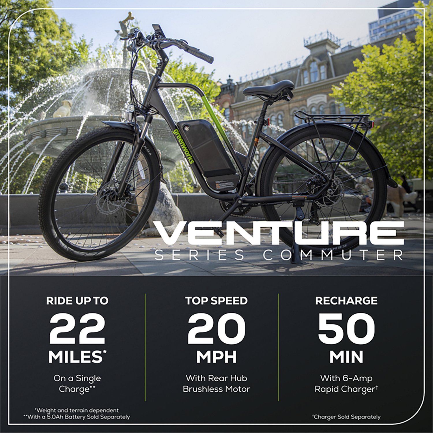 Greenworks Adults’ 60V VENTURE Series 27.5 in Electric Commuter Bike - view number 3