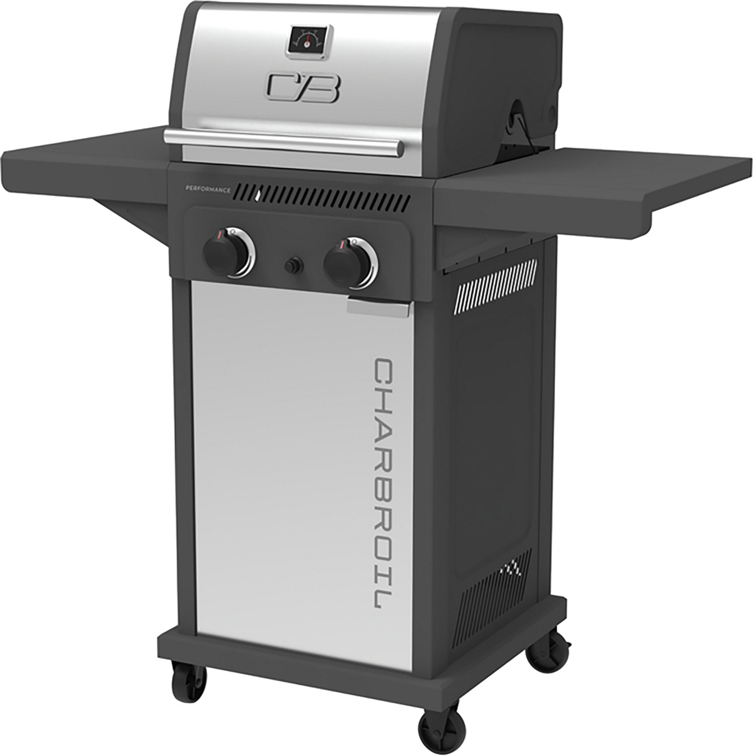 Charbroil Performance Series™ FlavorMax™ 2 Burner Gas Grill Cabinet with Foldable Side Shelves Gray Stainless - view number 2