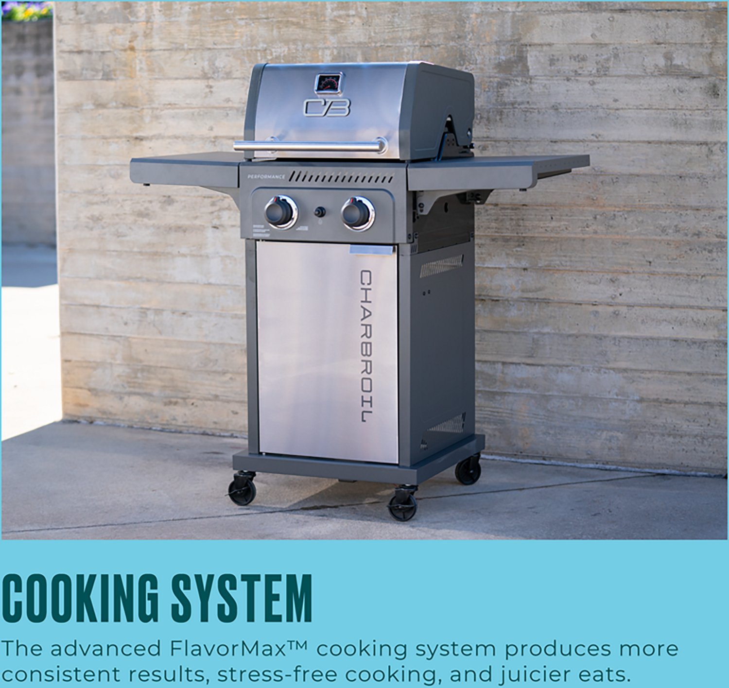 Charbroil Performance Series™ FlavorMax™ 2 Burner Gas Grill Cabinet with Foldable Side Shelves Gray Stainless - view number 3