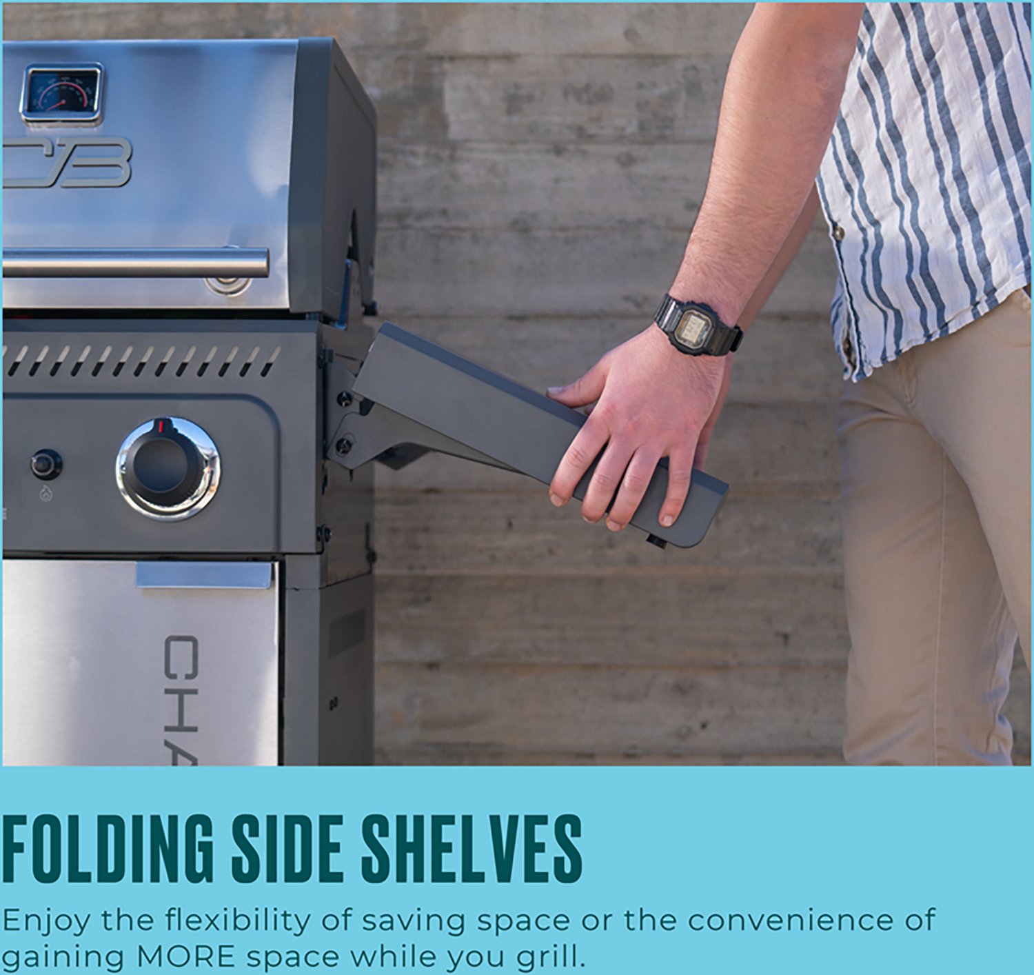 Charbroil Performance Series™ FlavorMax™ 2 Burner Gas Grill Cabinet with Foldable Side Shelves Gray Stainless - view number 4