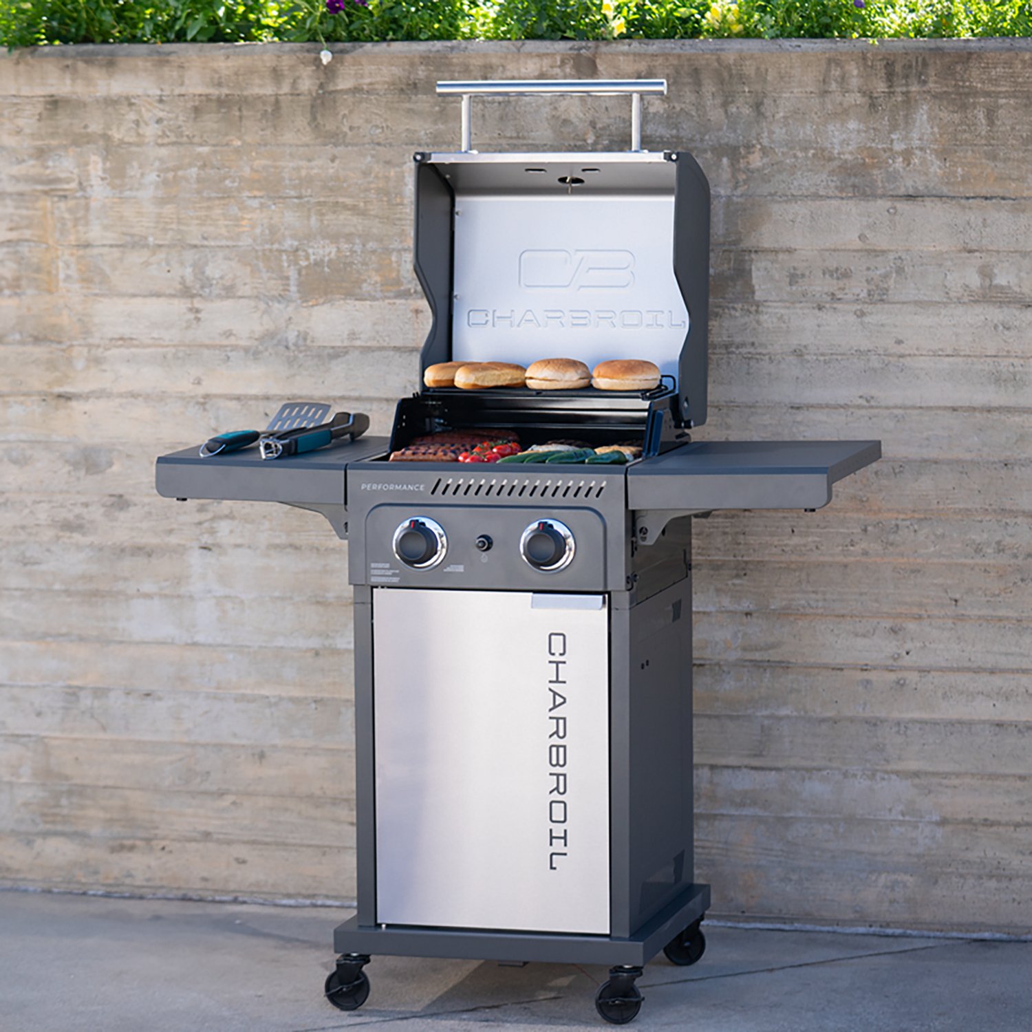 Charbroil Performance Series™ FlavorMax™ 2 Burner Gas Grill Cabinet with Foldable Side Shelves Gray Stainless - view number 7