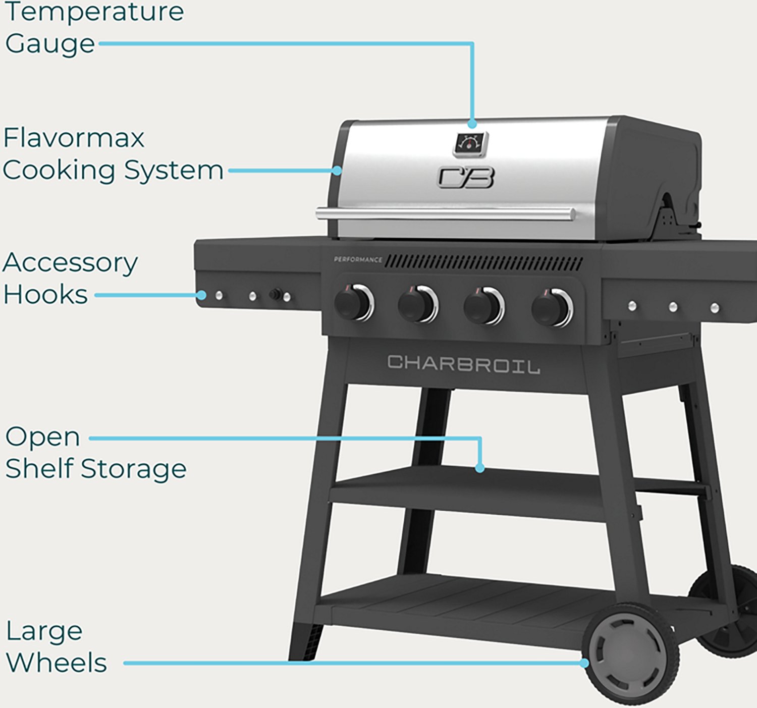 Charbroil Performance Series™ FlavorMax™ 4 Burner Cart Gas Grill - view number 7