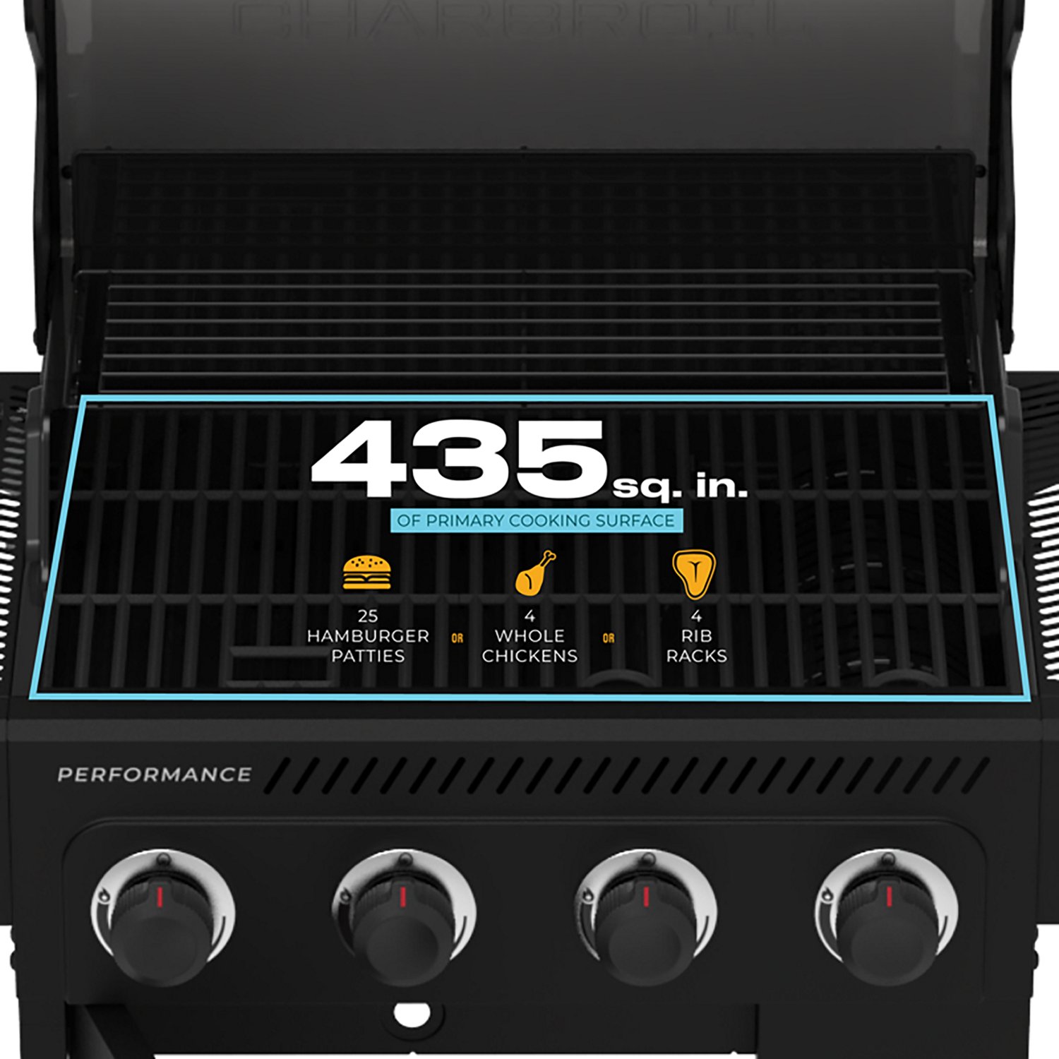 Charbroil Performance Series™ FlavorMax™ 4 Burner Gas Grill Cabinet with Side Burner Black Stainless - view number 5
