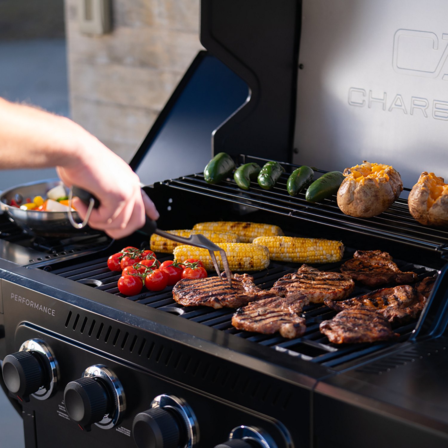 Charbroil Performance Series™ FlavorMax™ 4 Burner Gas Grill Cabinet with Side Burner Black Stainless - view number 8
