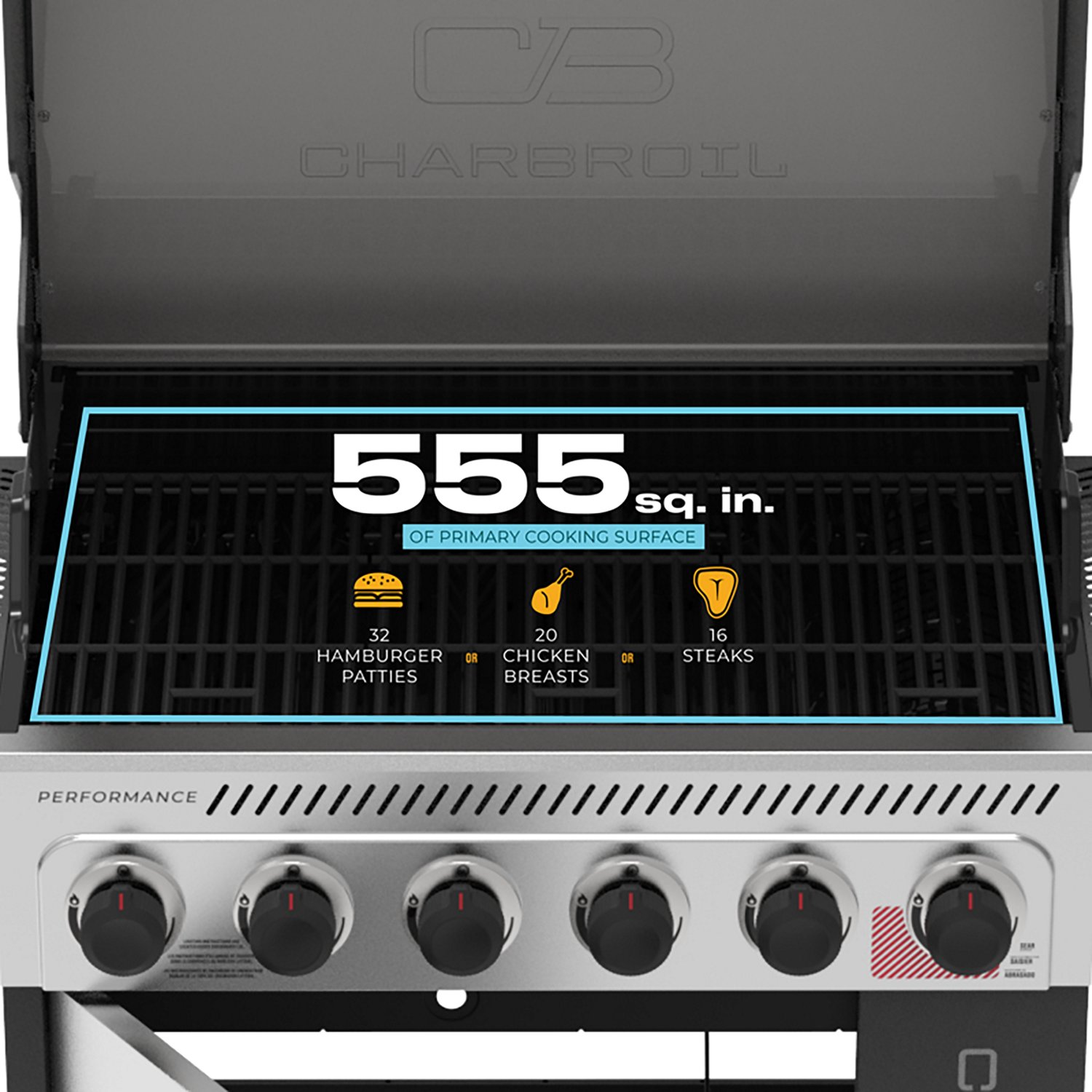Charbroil Performance Series™ FlavorMax™ 6 Burner Gas Grill Cabinet with Sear Burner and Side Burner - view number 5