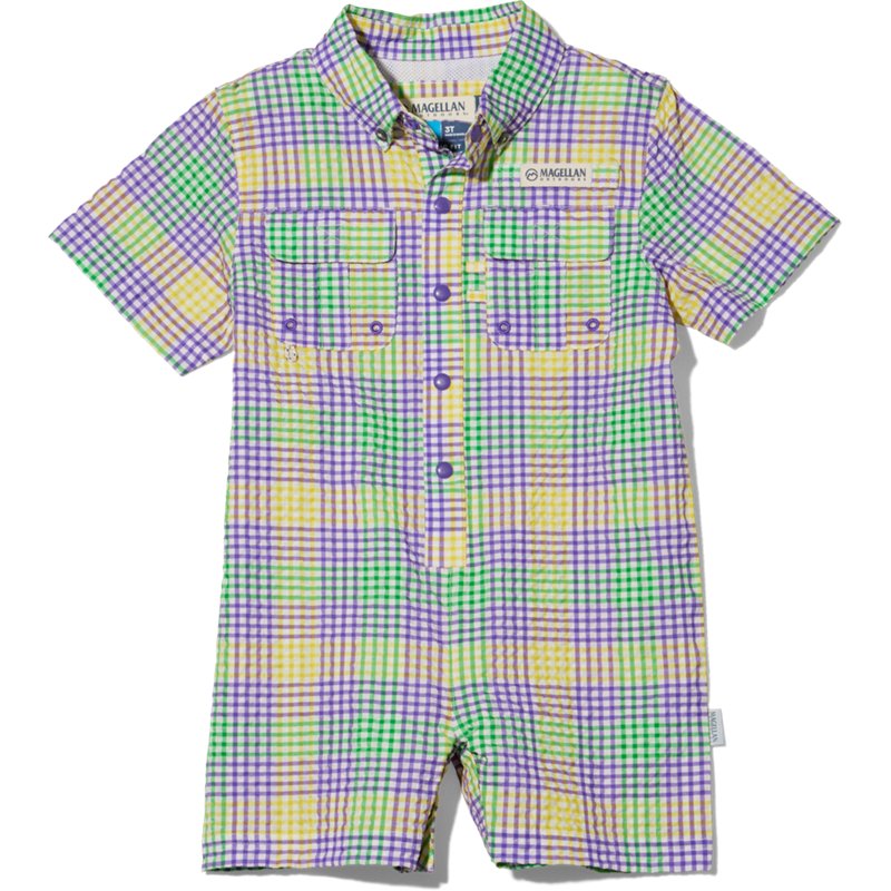Magellan Outdoors Toddler Boys' Mardi Gras Gingham Seersucker Shorts 4 In.-image