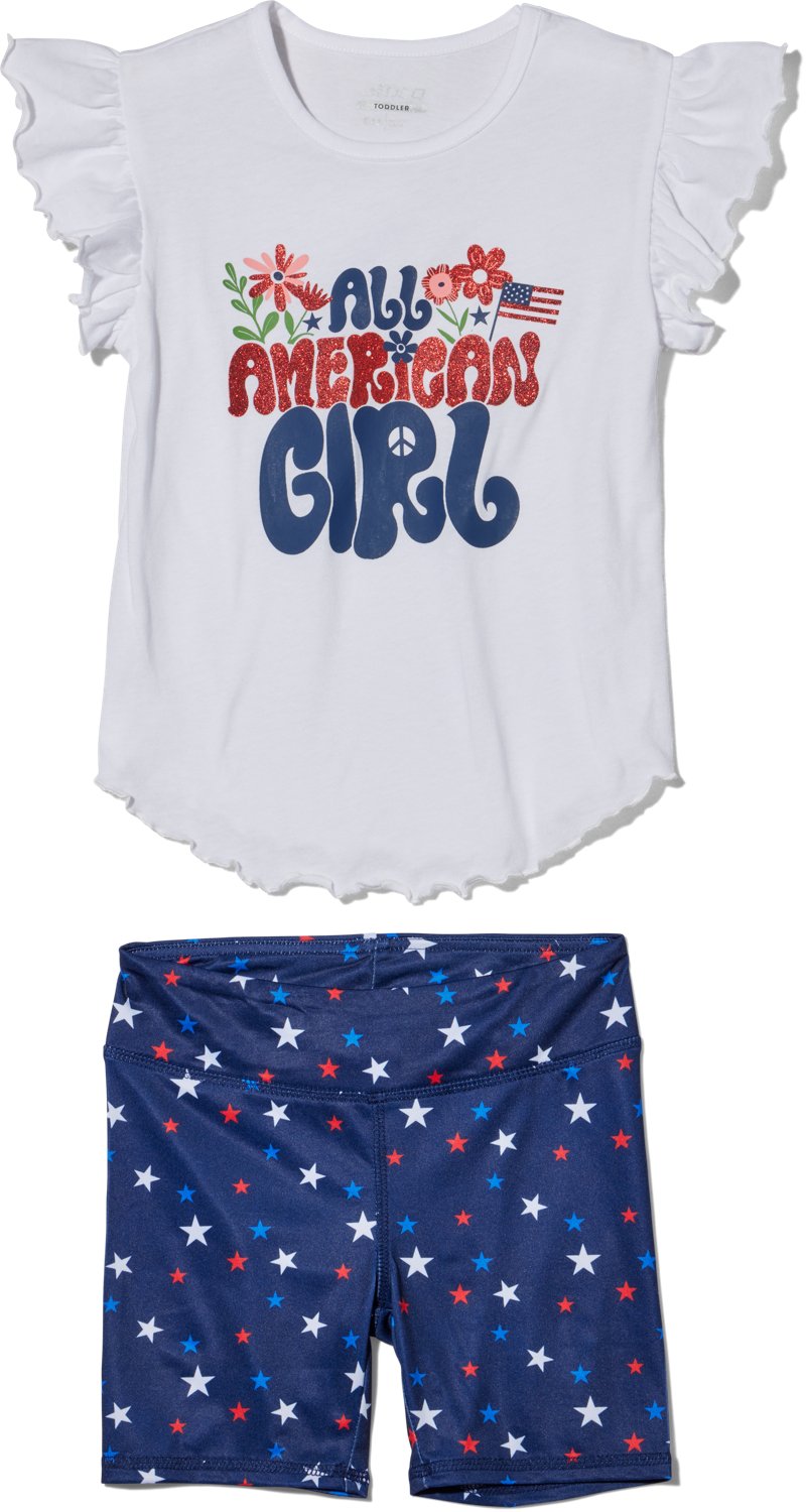 BCG Girls' 4-6X American Girl Short Sleeve Bike Short Set