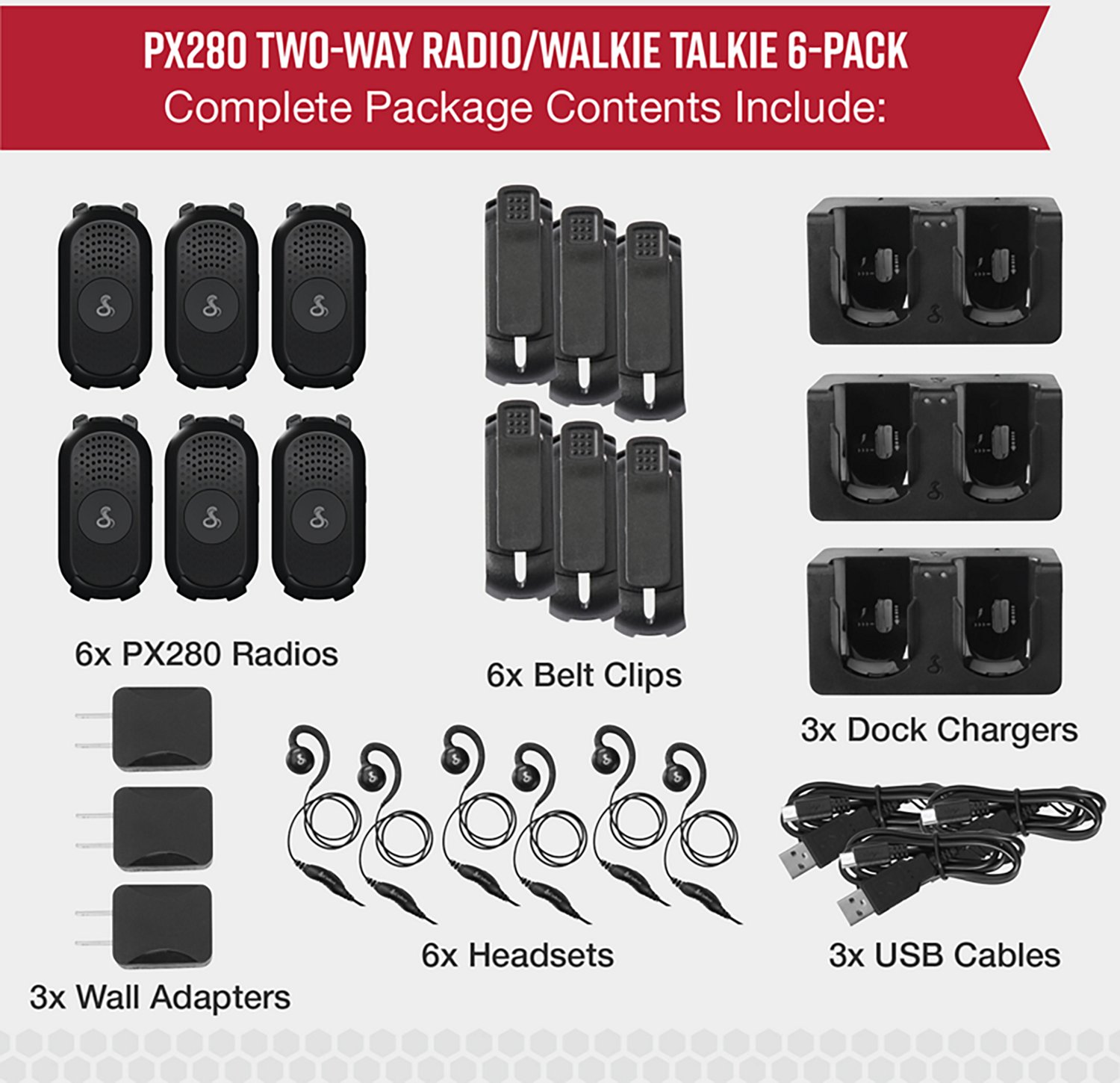 Cobra PX280 Business 2-Way Radio 6-Pack with Headset - view number 2