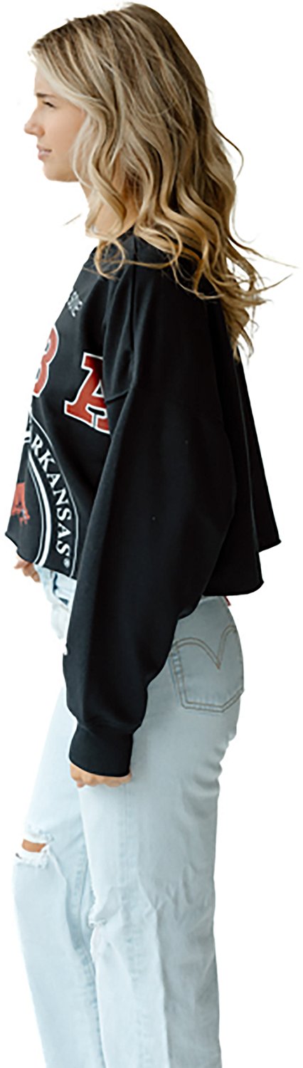 Gameday Social Women's University of Arkansas Phipps Split Crop Crew Sweatshirt - view number 2