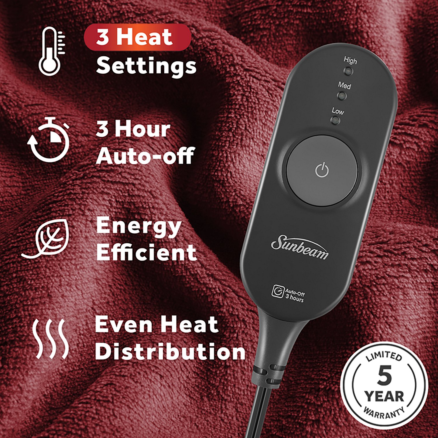 Sunbeam 50 in x 60 in Heated Throw  - view number 3