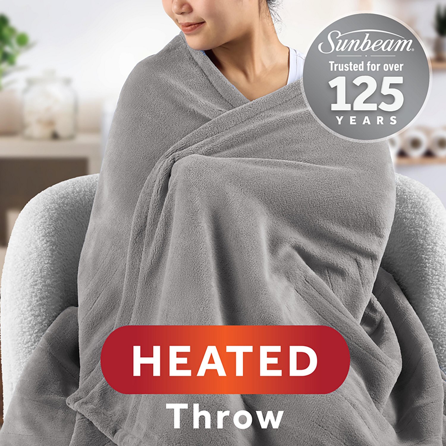 Sunbeam 50 in x 60 in Velvet Sherpa Heated Throw Blanket - view number 2