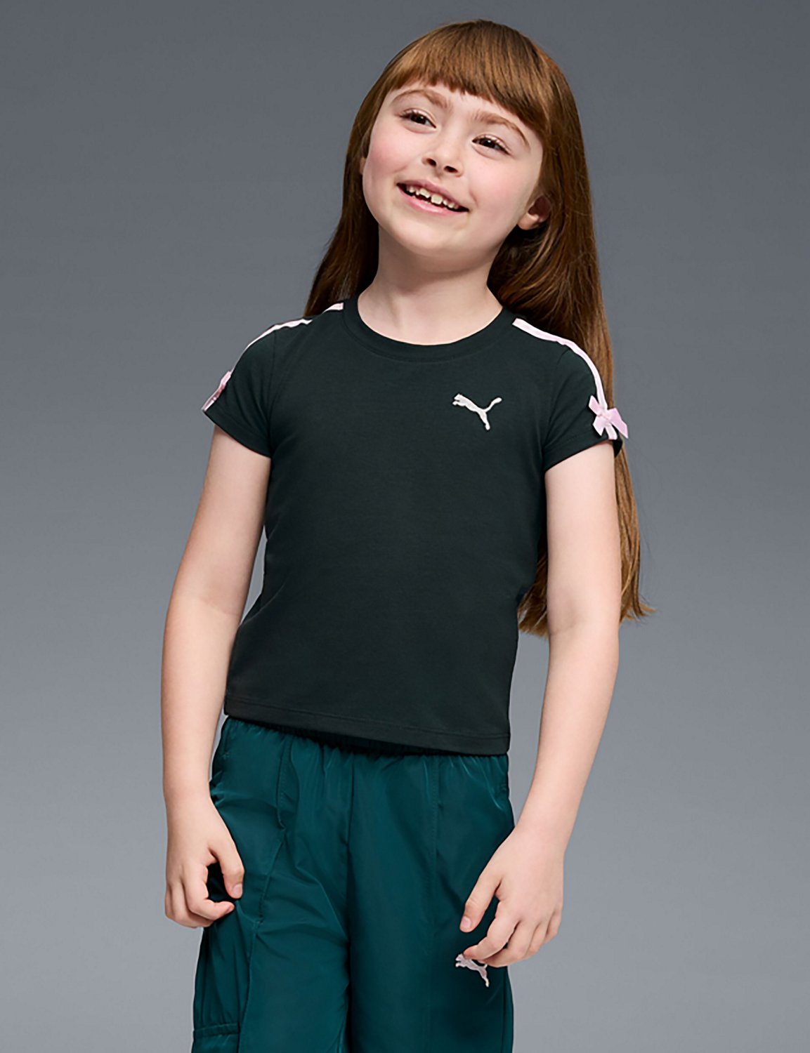 PUMA Girls’ 4-6X Bow Society Pack Cotton/Spandex Baby T-shirt