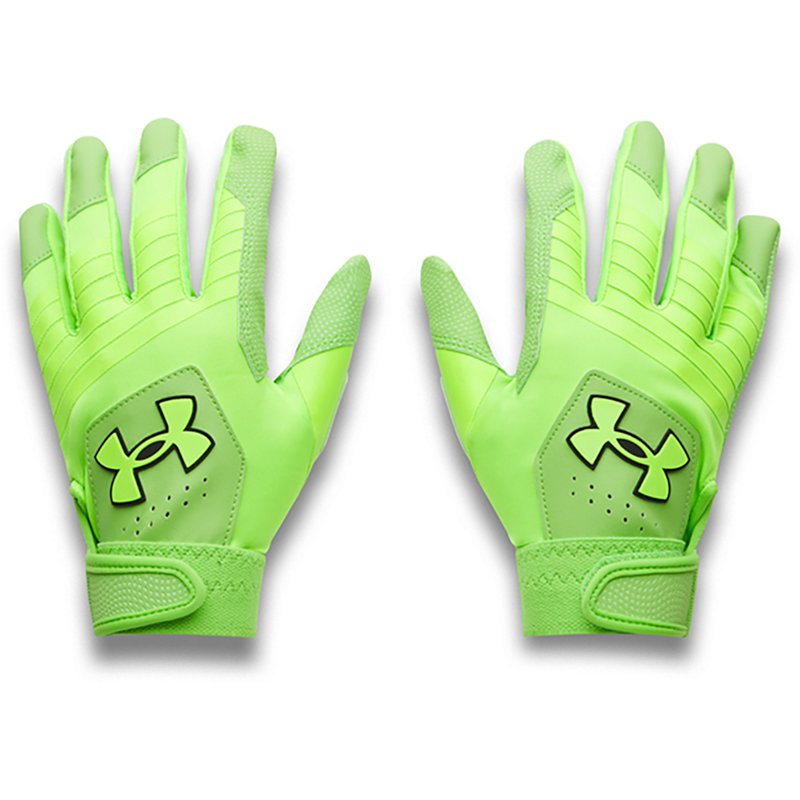 Under Armour Youth Clean Up Batting Gloves, Medium, Cyber Green/Hyper Grn/Blk