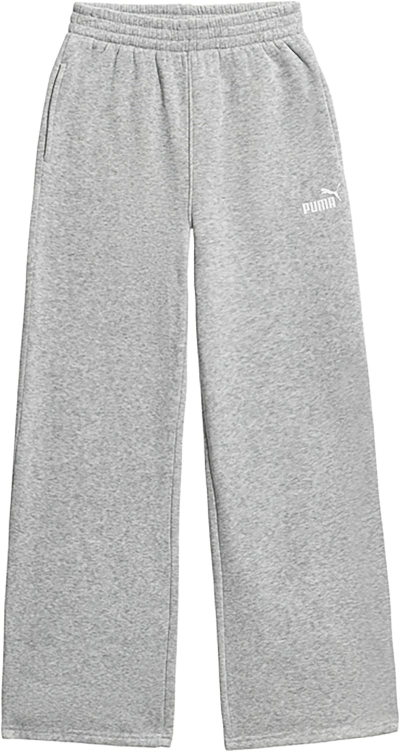 PUMA Girls’ Essentials Basics Spun Poly Fleece Wide Leg Pants