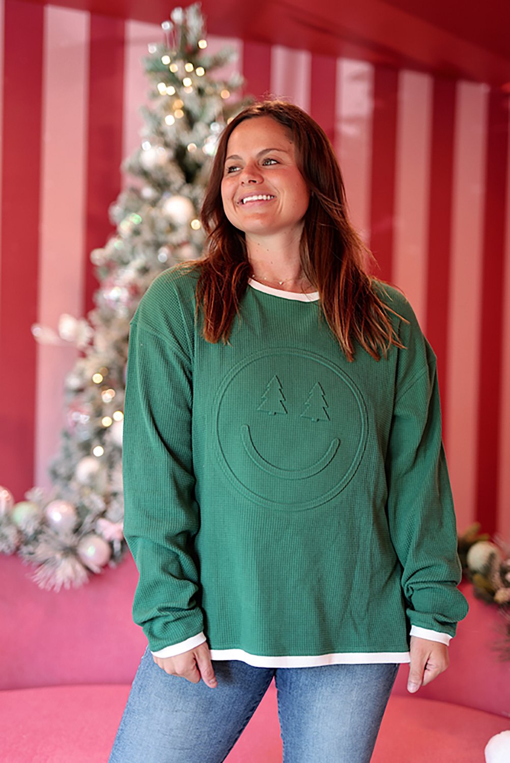 Jadelynn Brooke Women's Embossed Effortless Long Sleeve Crew Graphic Pullover - view number 4