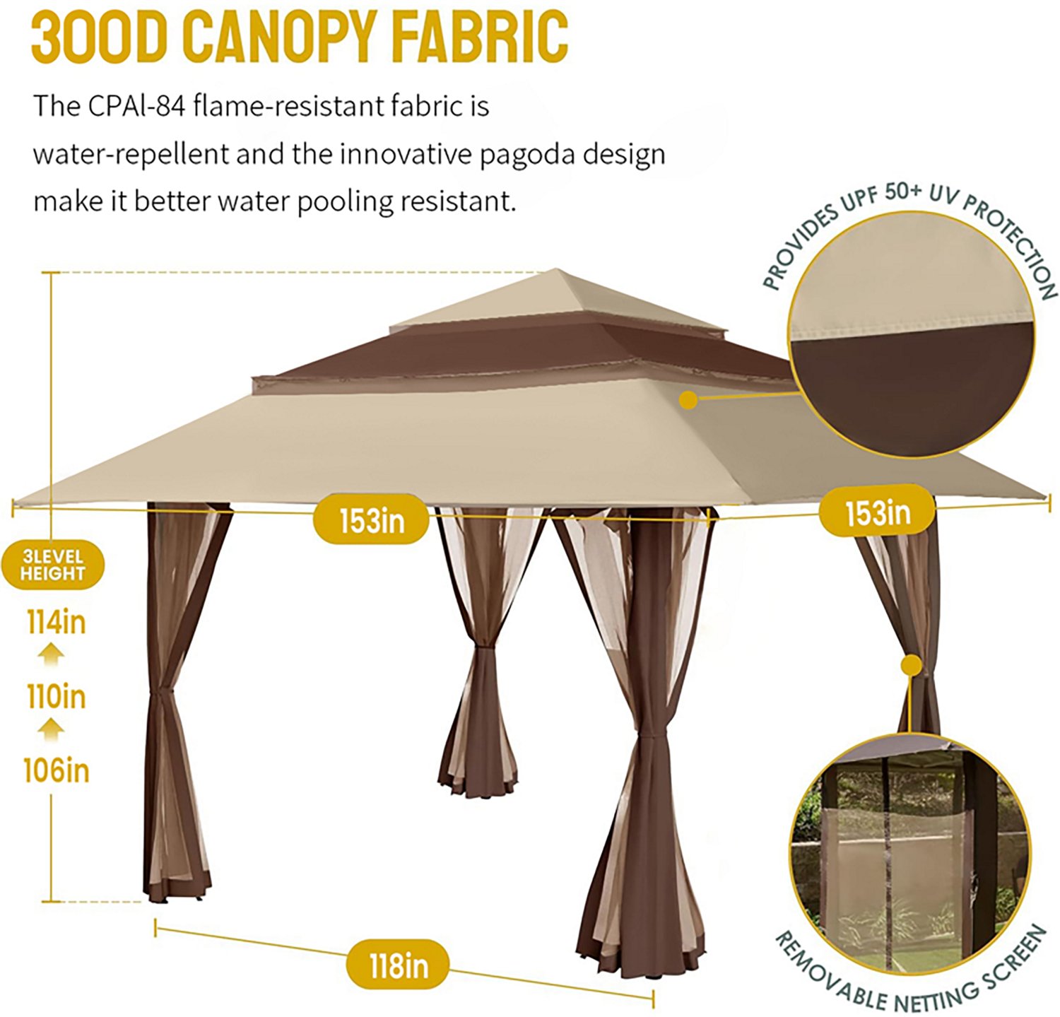 Mosaic 13 ft x 13 ft Triple Pagoda Gazebo Canopy                                                                                 - view number 3